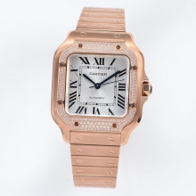 santos Woman  33mm White Dial RG Diamond